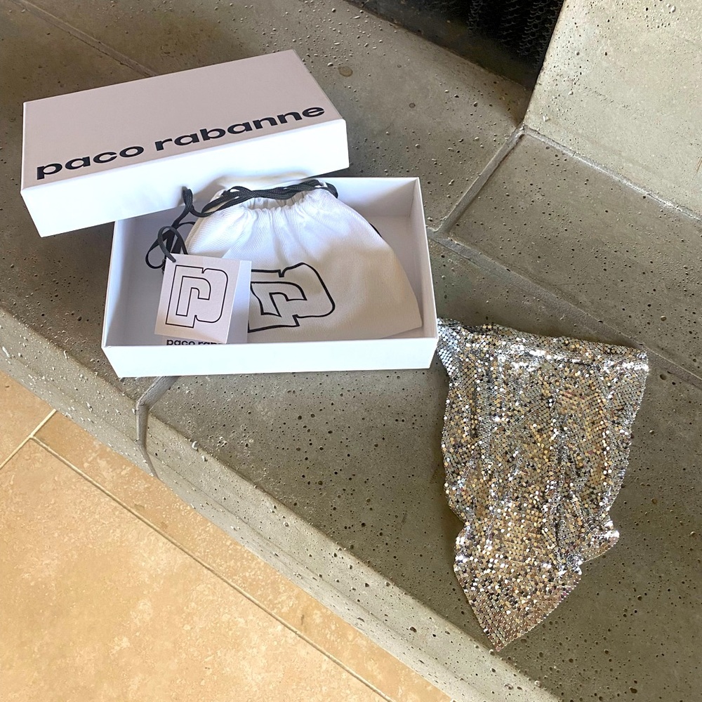 Paco Rabanne silver-tone chainmail pixel scarf